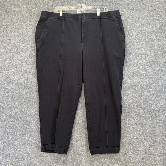 Lands' End Pants - Lands End Starfish Pants Women 2X Black Pintuck Straight Leg Comfort Plus Size